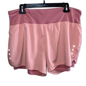 Women’s Pink Layered Athletic Running Shorts XL